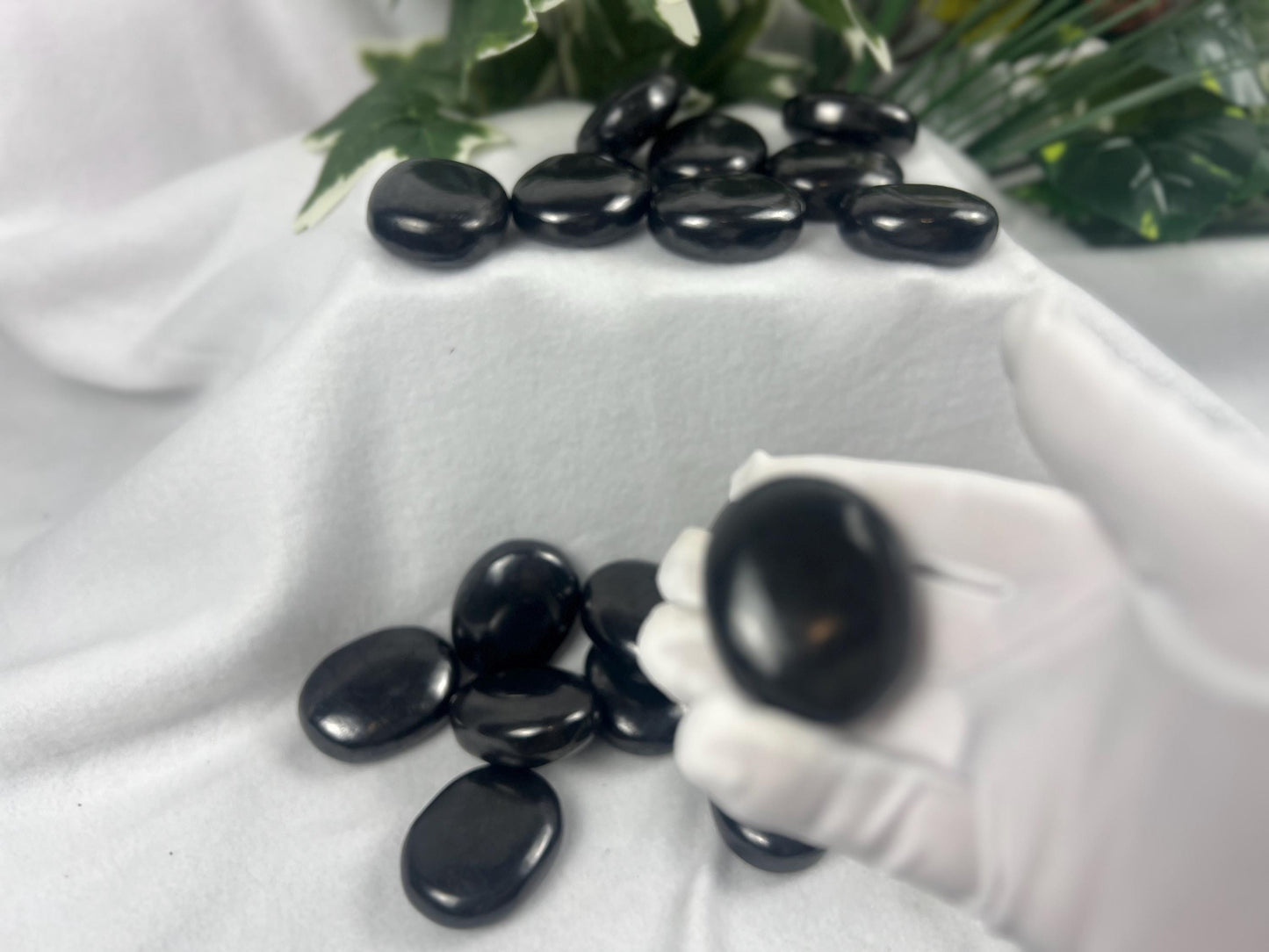Shungite Palm Stone: Grounding Crystal for EMF Protection Home Decor Worry Pocket Stress Anxiety Palm Stone