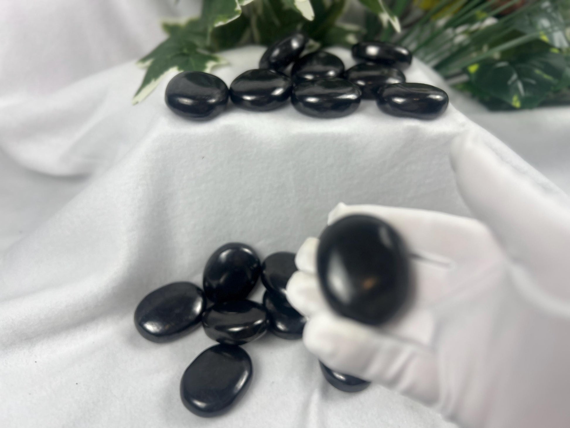 Shungite Palm Stone: Grounding Crystal for EMF Protection Home Decor Worry Pocket Stress Anxiety Palm Stone