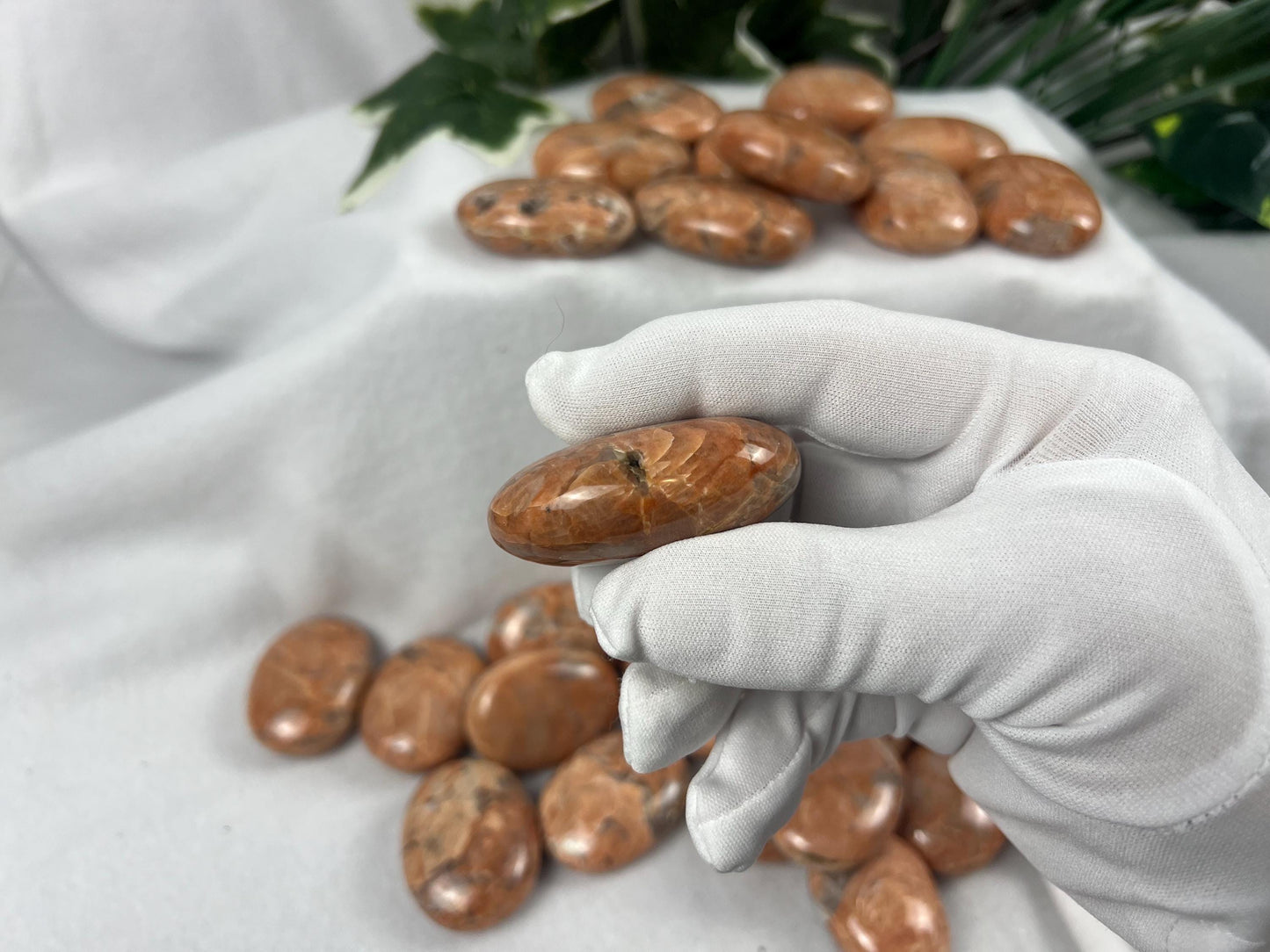 Red Moonstone Palm Stone: Polished Crystal for Anxiety Relief Home Decor Worry Pocket Stress Anxiety Palm Stone