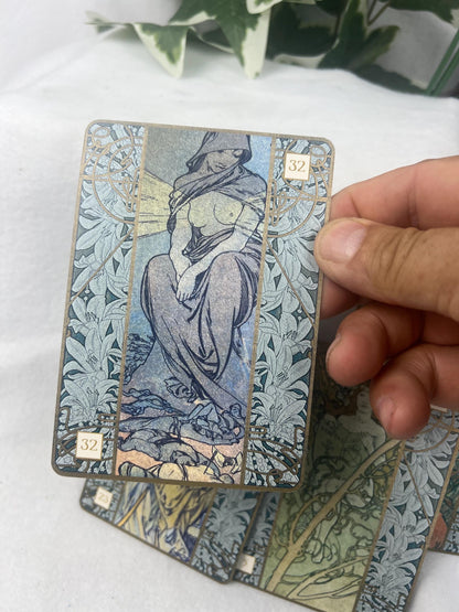 Alfons Mucha Art Nouveau Oracle Card Deck 36 Cards Fully Licensed and Original Inclusive Tarot Deck Guidebook Home Decor Gift