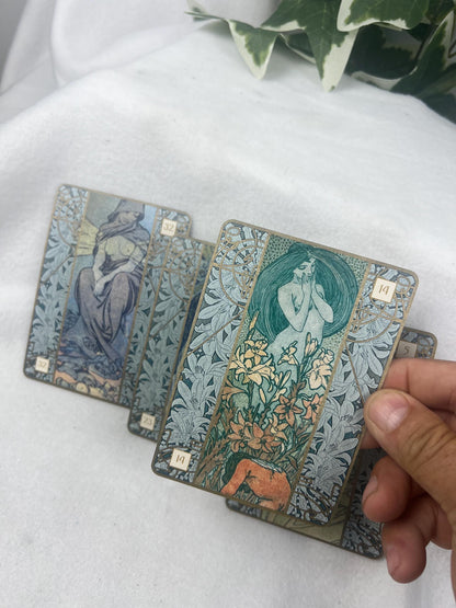 Alfons Mucha Art Nouveau Oracle Card Deck 36 Cards Fully Licensed and Original Inclusive Tarot Deck Guidebook Home Decor Gift