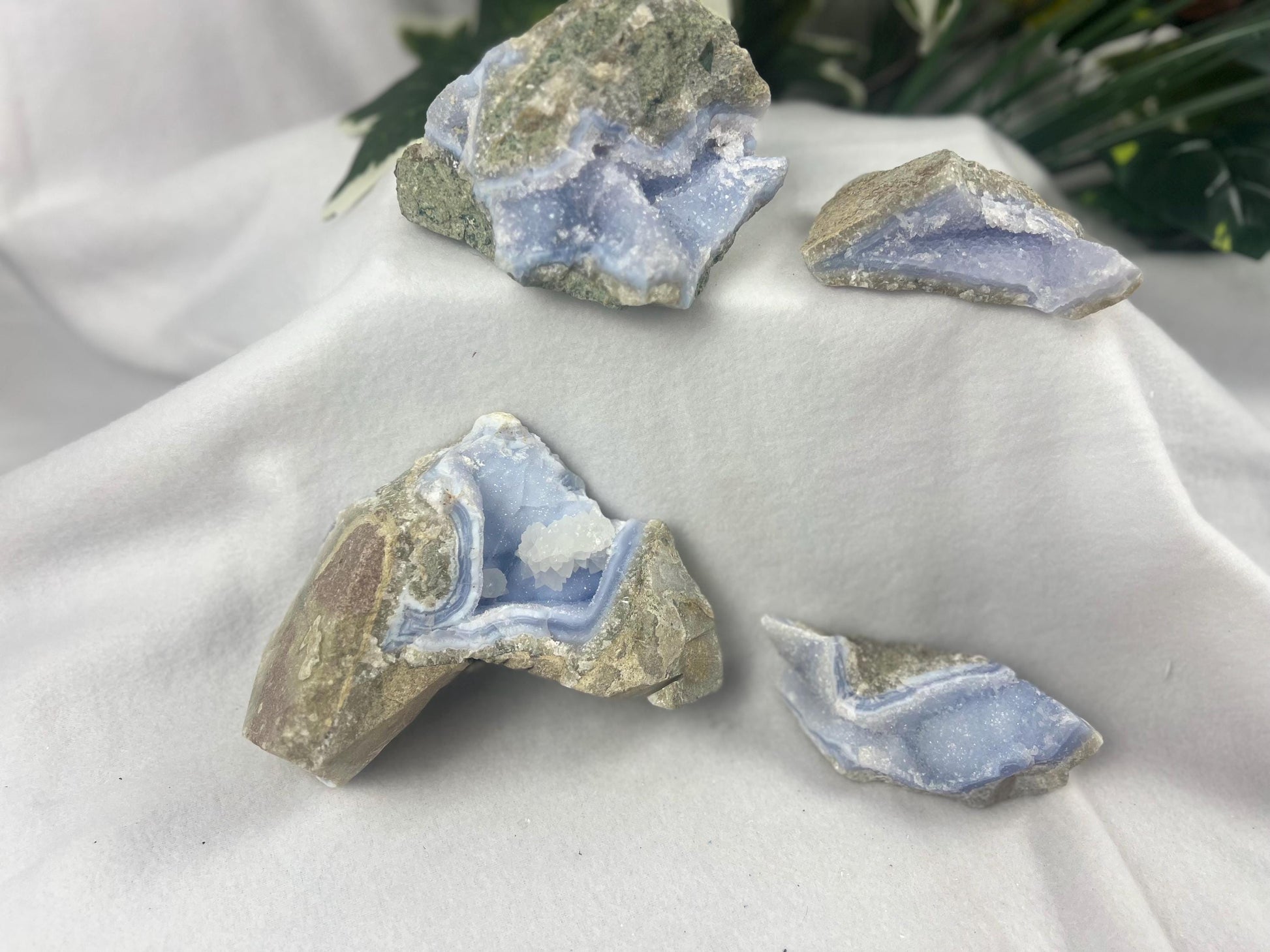 Raw Blue Lace Agate Crystal: Calming Home Decor Gemstone