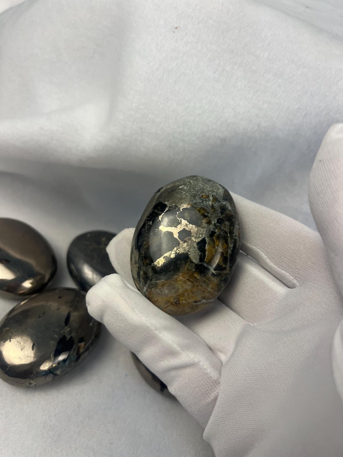 Spanish Iron Pyrite Palm Stone: Home Decor, Stress Relief Crystal Home Decor Worry Pocket Stress Anxiety Palm Stone