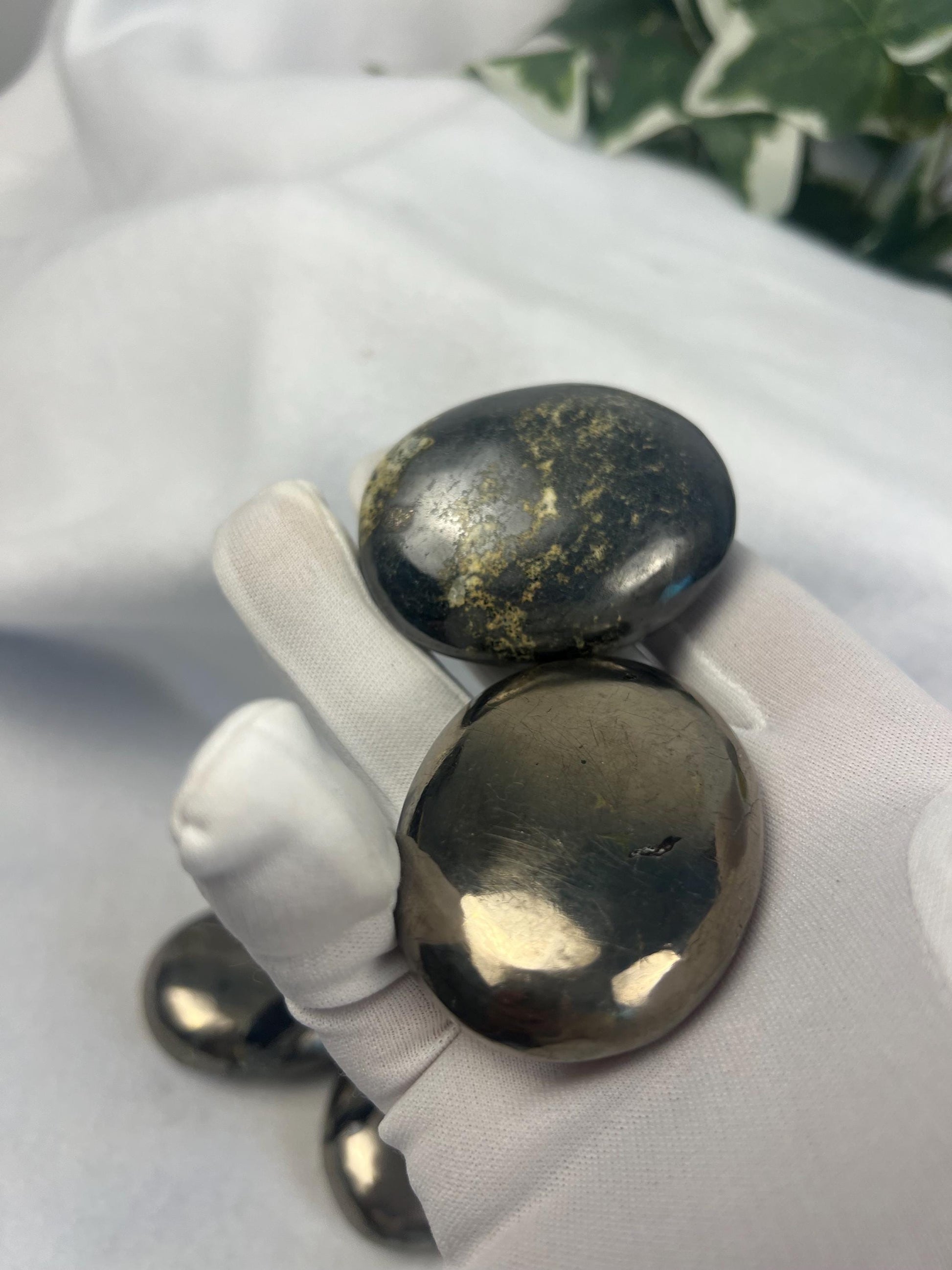 Spanish Iron Pyrite Palm Stone: Home Decor, Stress Relief Crystal Home Decor Worry Pocket Stress Anxiety Palm Stone