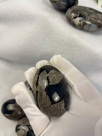 Oregon Volcano Lava Agate Palm Stone: Polished Crystal, Anxiety Relief Home Decor Worry Pocket Stress Anxiety Palm Stone
