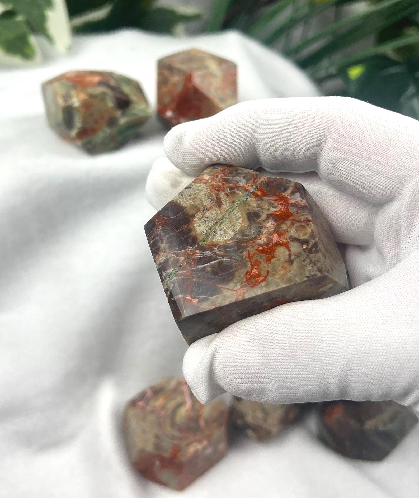 Australian Brecciated Jasper Natural Palm Free form Polished Carved Crystal Distraction Home Decor Worry Stress Relief Anxiety Gift Birthday