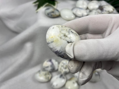 Moroccan Dendritic Calcite Palm Stone: Stress Relief, Home Decor Home Decor Worry Pocket Stress Anxiety Palm Stone