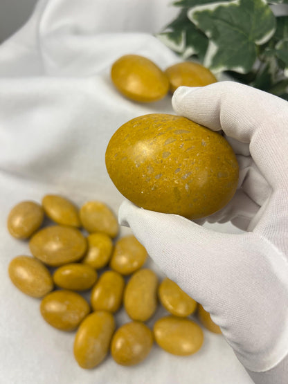 Lemon Jade Palm Stone: Polished Carved Worry Stone Home Decor Worry Pocket Stress Anxiety Palm Stone