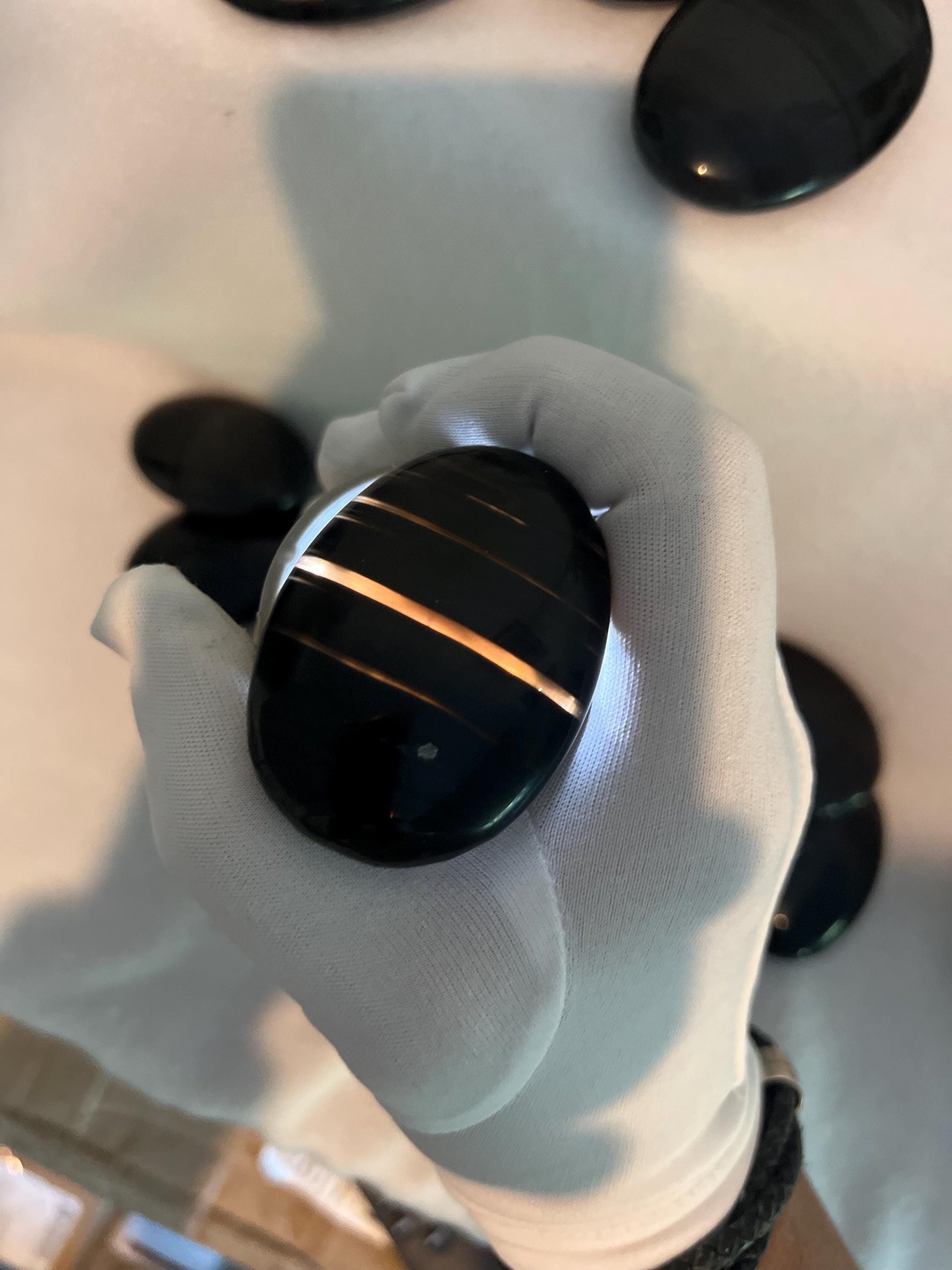 Black Ice Obsidian Palm Stone: Polished Crystal for Anxiety Relief Home Decor Worry Pocket Stress Anxiety Palm Stone