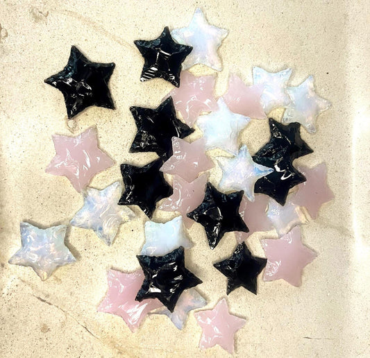 Star Worry Stones Assorted Gemstones Polished Gem-stone Thumb Pocket Palm Stone Worry Chakra Gemstone Stress Relief Fidget Smooth Christmas
