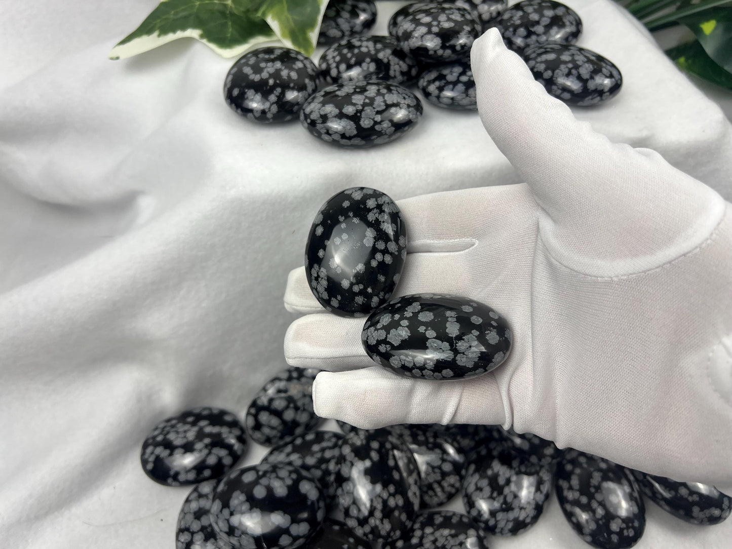 Gujarat Snowflake Obsidian Crystal: Anxiety Relief, Home Decor Home Decor Worry Pocket Stress Anxiety Palm Stone