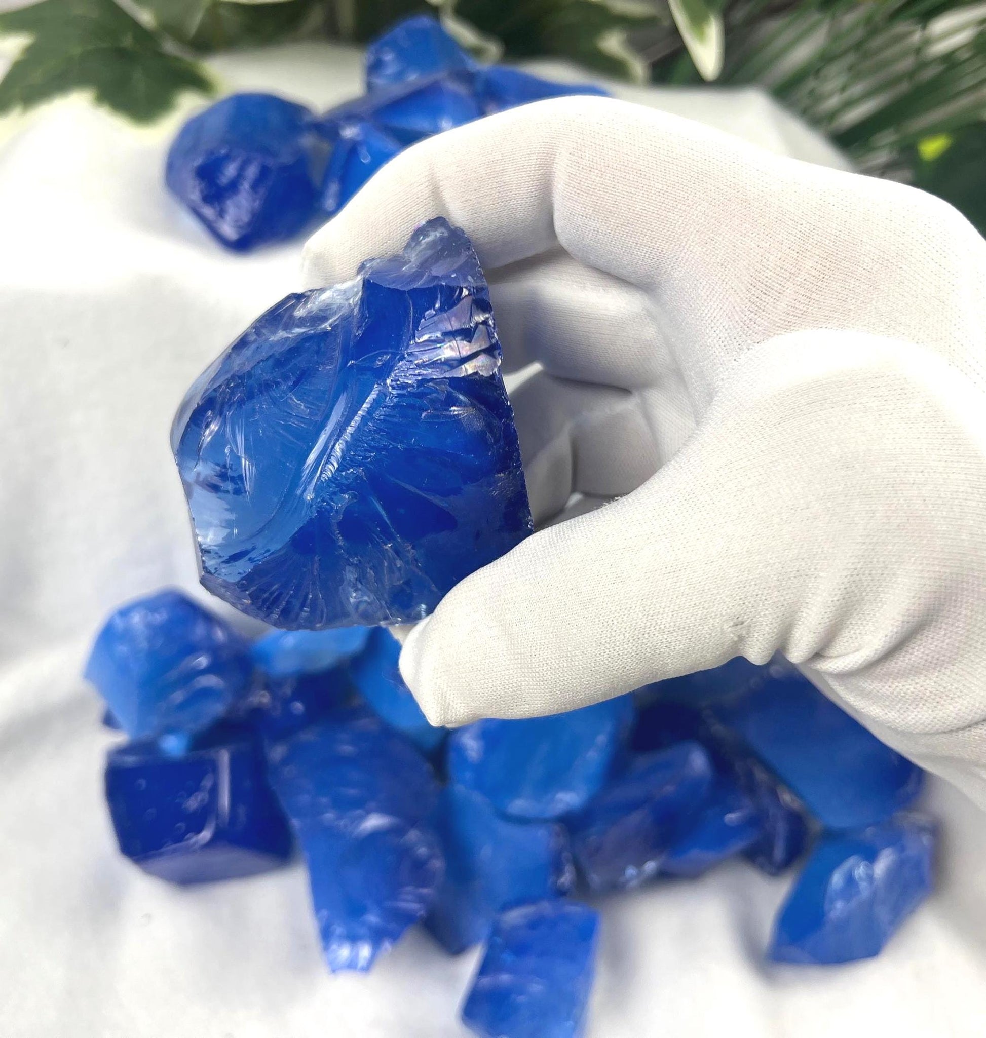 Raw Sapphire Opalite Crystal Glass Arts and Crafts Home Decor Gift Birthday Stone Anxiety Worry Meditation Christmas Mineral