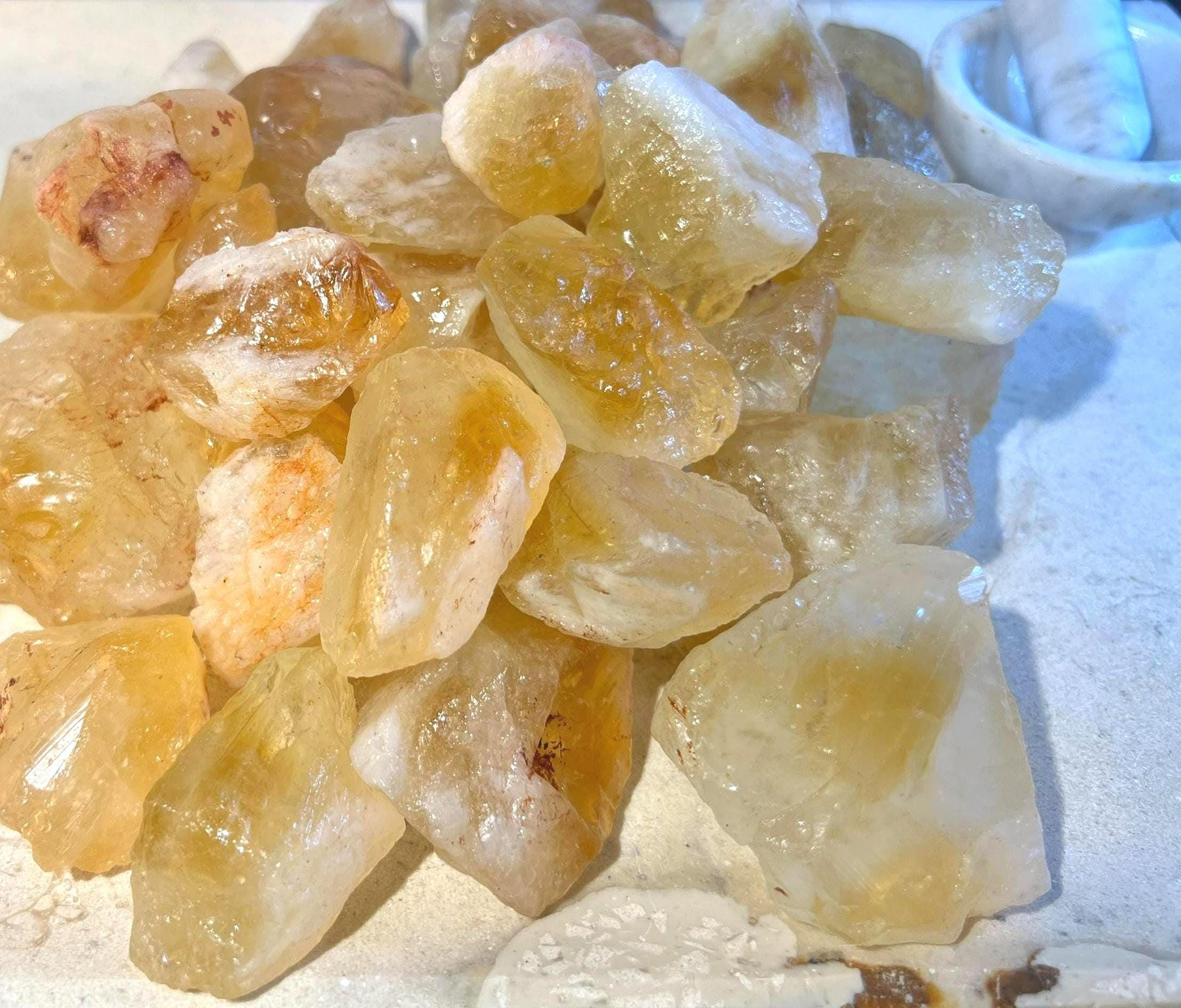 Golden Amethyst Citrine Quartz Crystal: Brazilian Carved Home Decor