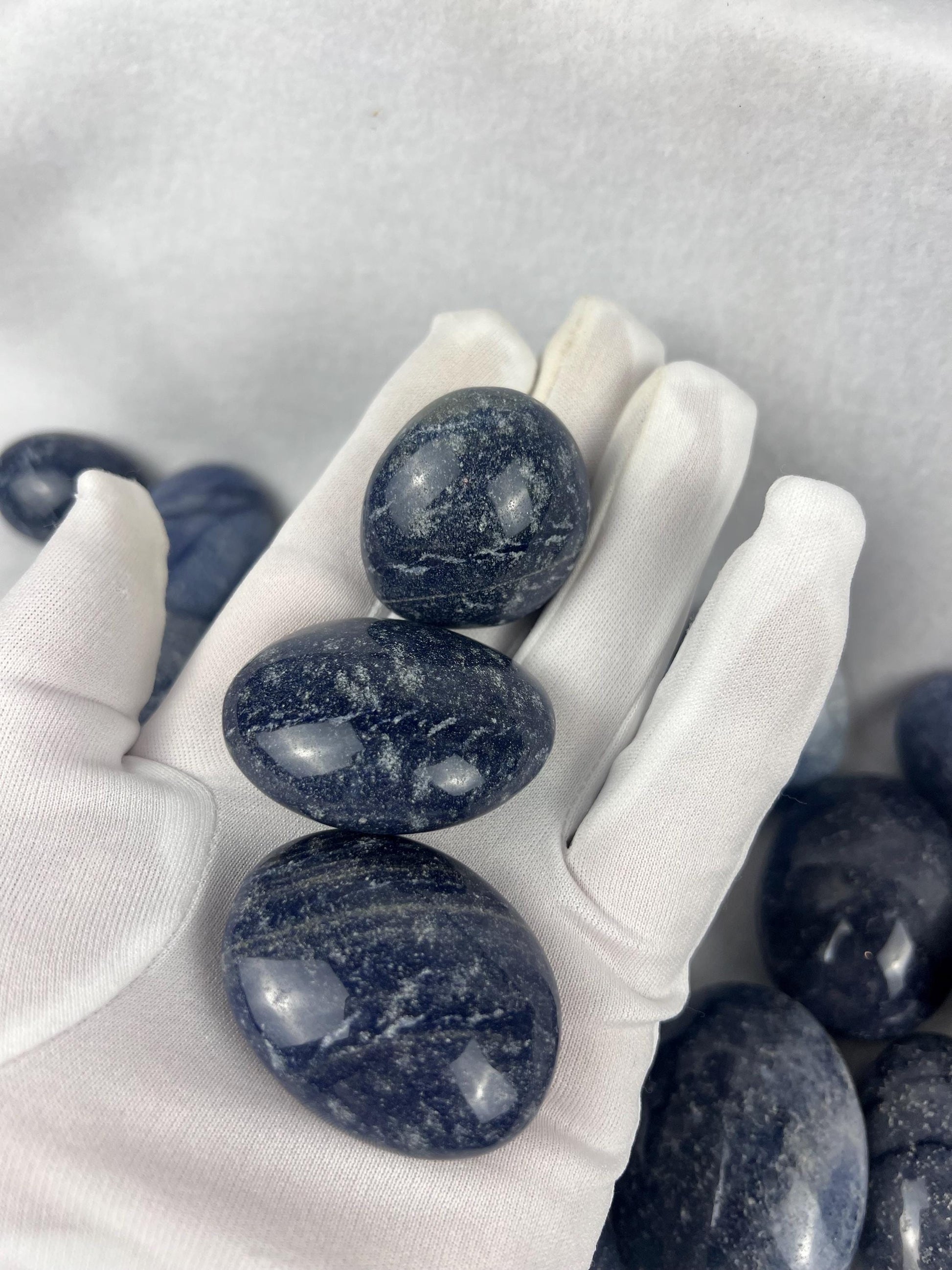 Blue Aventurine Natural Palm Stone Smooth Polished Carved Crystal for Distraction from Anxiety or Worry Home Decor Holiday Xmas