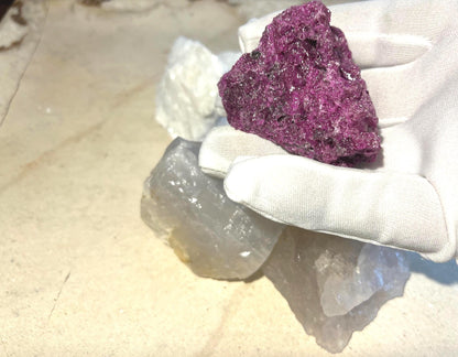 Peace & Courage Crystal Power Pack: Raw Ruby, Blue Quartz, White Jade