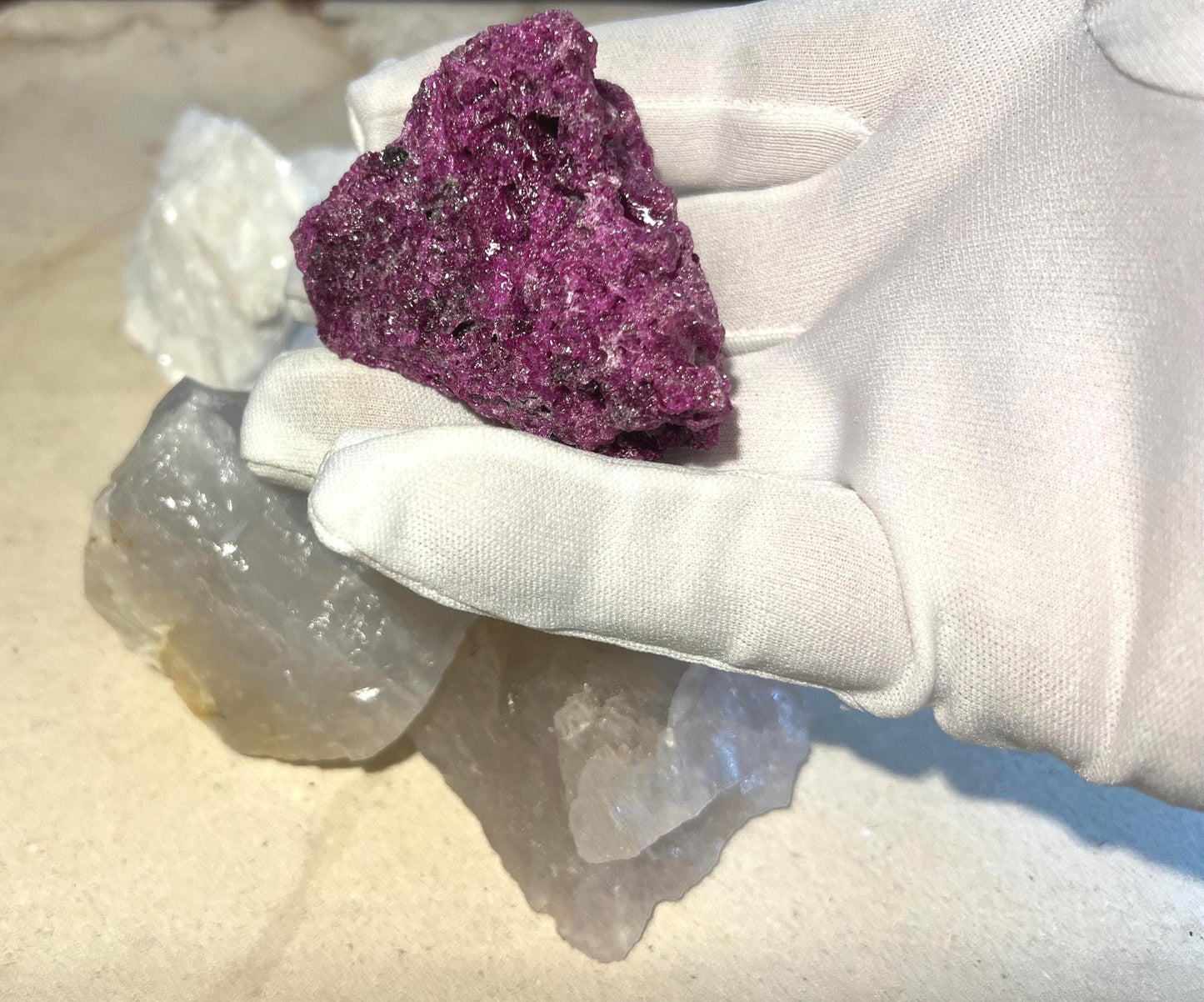 Peace & Courage Crystal Power Pack: Raw Ruby, Blue Quartz, White Jade