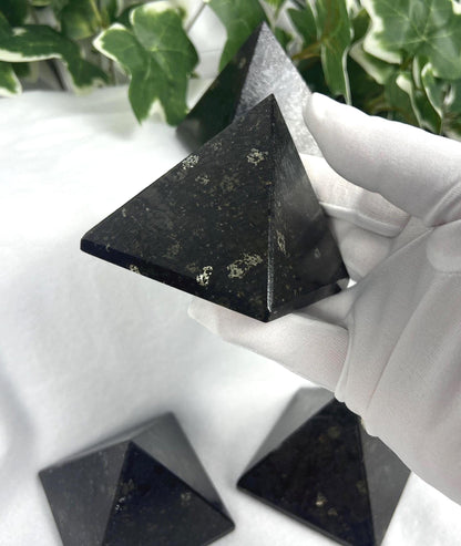 Nuummite Coppernite Pyramid: Polished Crystal Meditation Stone