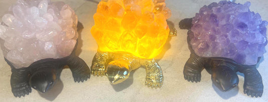 Crystal Turtle Night Light: Gemstone Shell, Calming Desk Decor