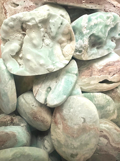 Congo Hemimorphite Palm Stone: Polished Crystal for Anxiety Relief Home Decor Worry Pocket Stress Anxiety Palm Stone