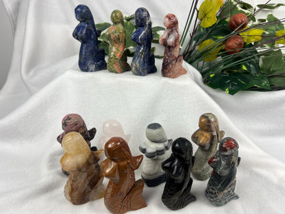 Crystal Mermaid Carving: Polished Gemstone Statue, Home Decor
