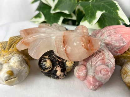 Hand Carved Crystal Goldfish Statue: Feng Shui Home Decor