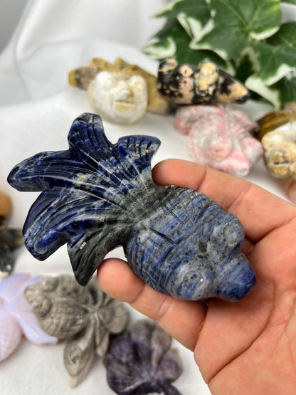 Hand Carved Crystal Goldfish Statue: Feng Shui Home Decor