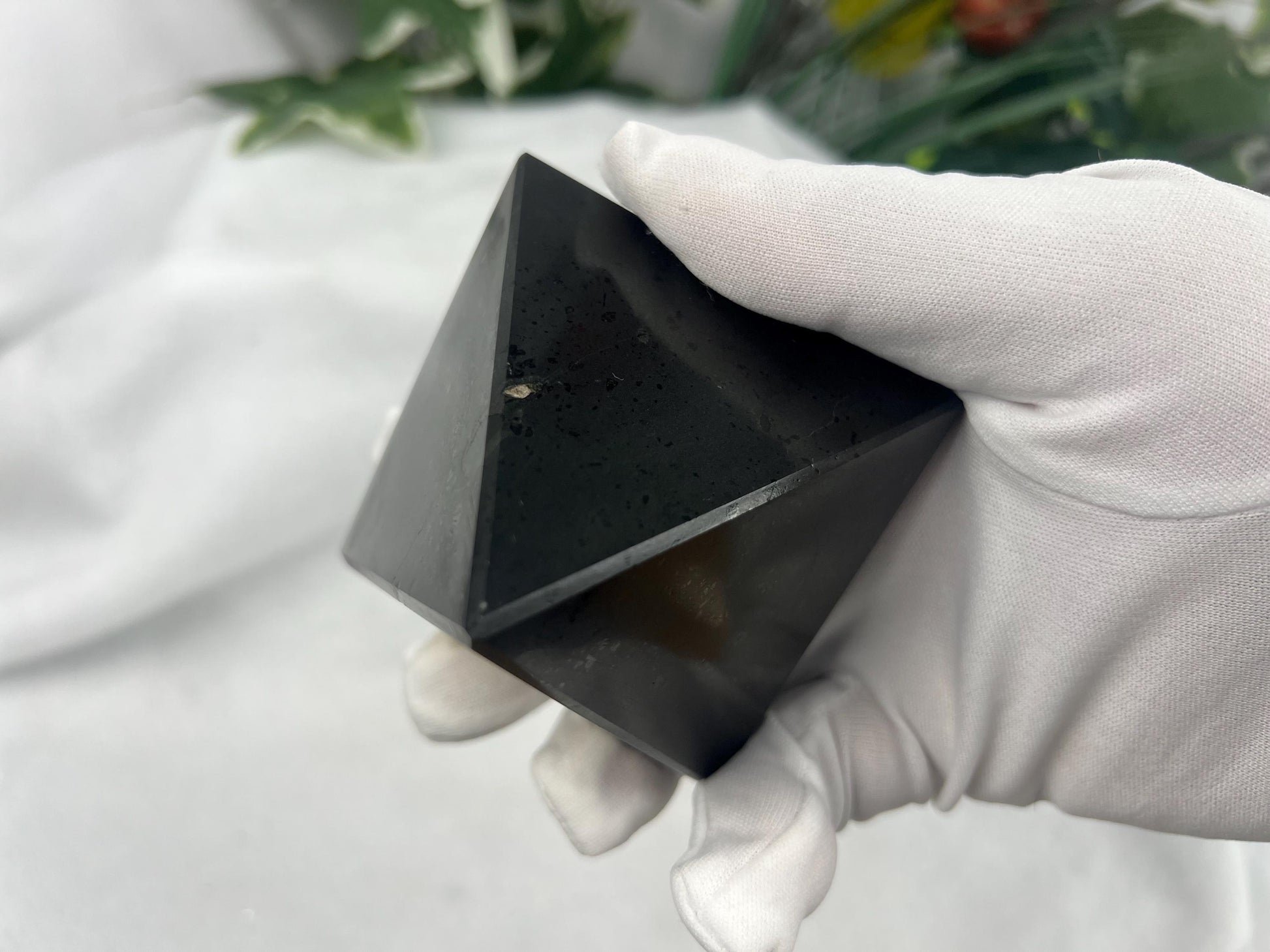 Namibia Black Tourmaline Natural Pyramid Smooth Polished Carved Crystal Worry Anxiety Distraction Meditation Christmas Xmas Gift Decor Focus