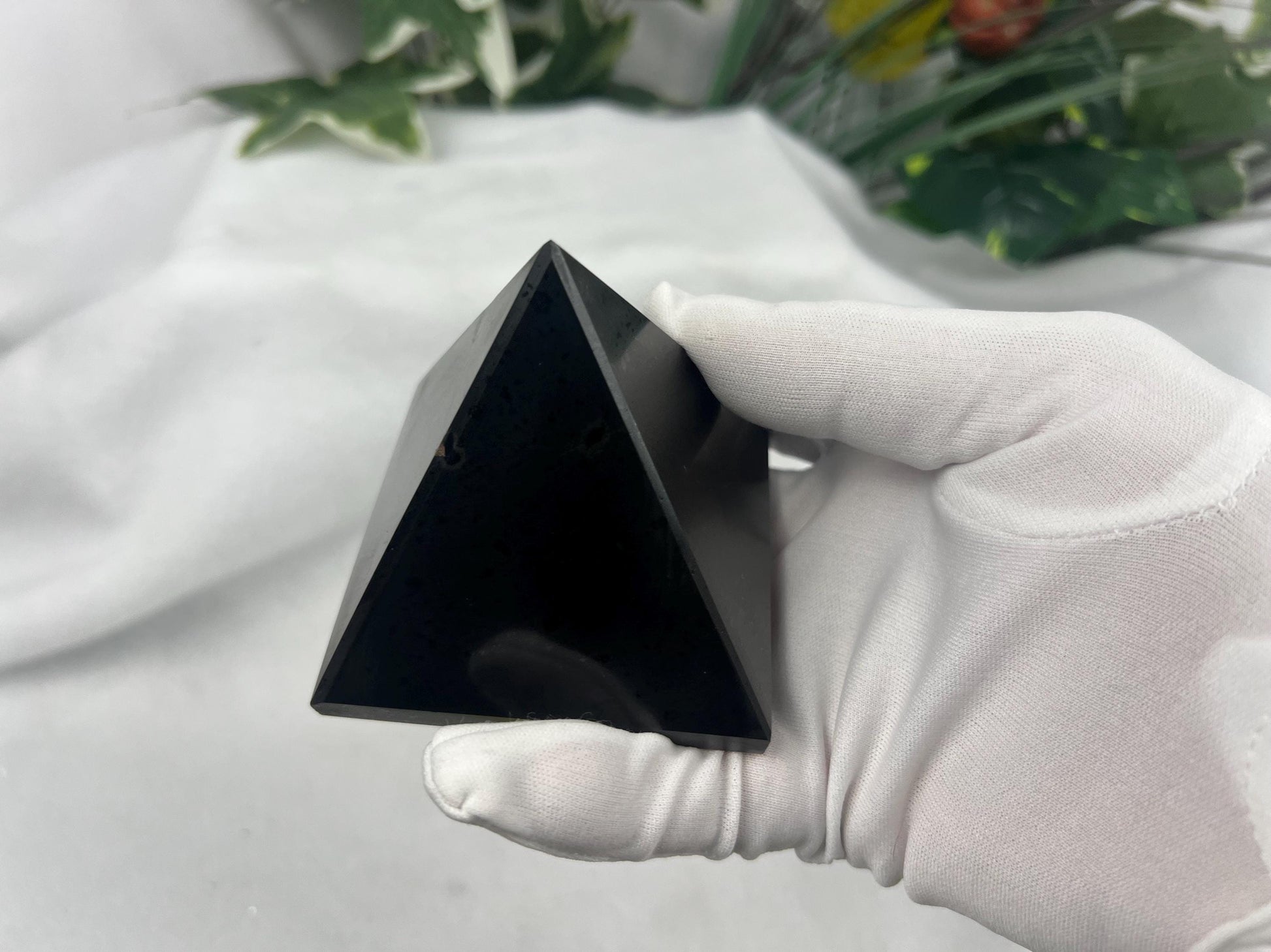 Namibia Black Tourmaline Natural Pyramid Smooth Polished Carved Crystal Worry Anxiety Distraction Meditation Christmas Xmas Gift Decor Focus