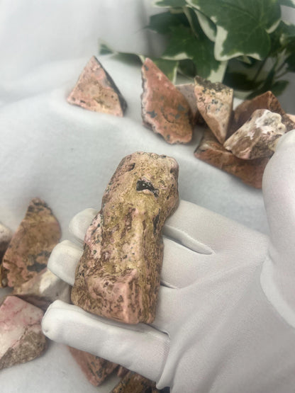 Polished Rhodonite Stone: British Columbia Crystal for Anxiety & Home Decor Home Decor Worry Pocket Stress Anxiety Palm Stone