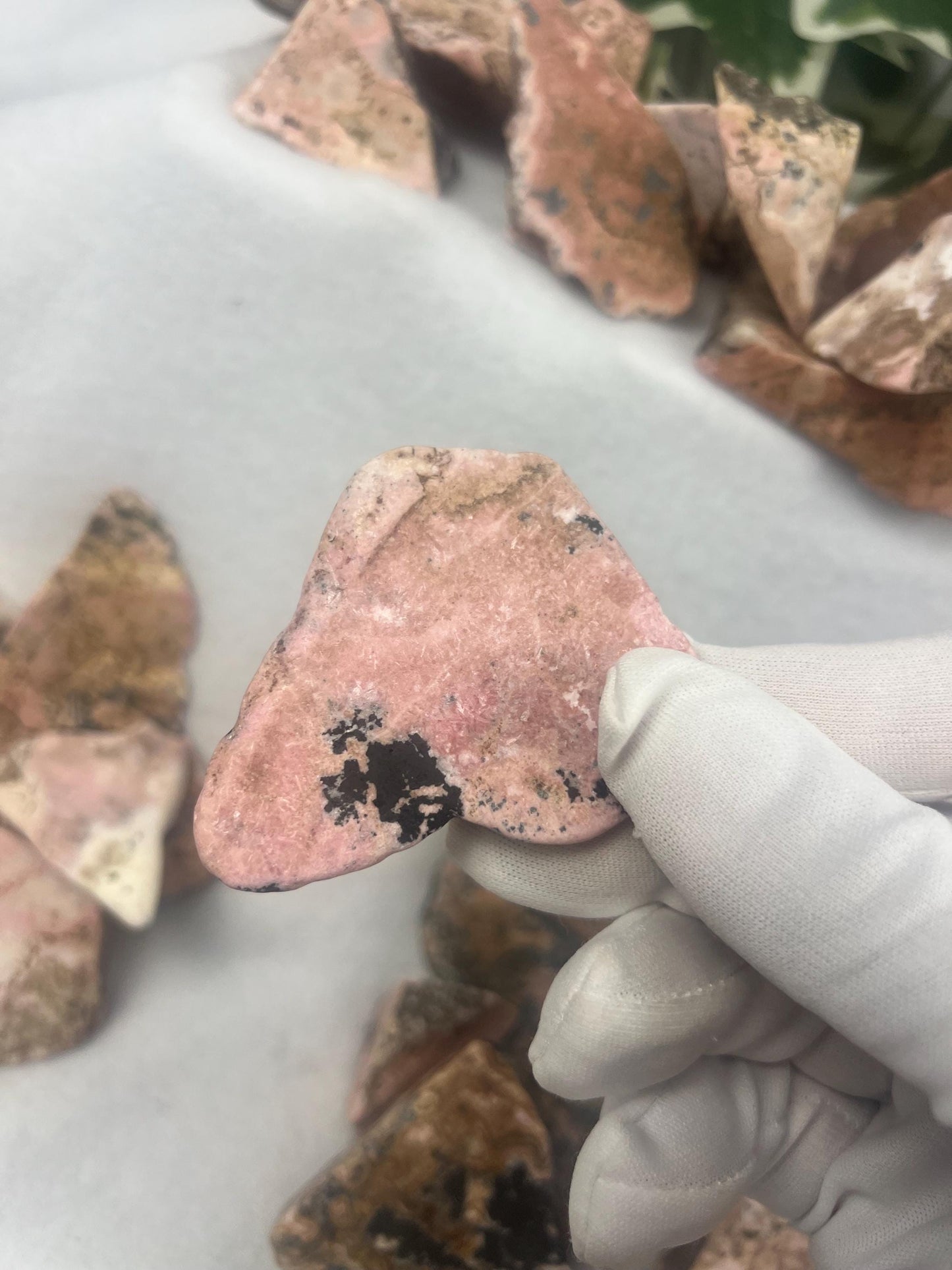 Polished Rhodonite Stone: British Columbia Crystal for Anxiety & Home Decor Home Decor Worry Pocket Stress Anxiety Palm Stone