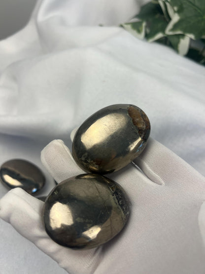 Spanish Iron Pyrite Palm Stone: Home Decor, Stress Relief Crystal Home Decor Worry Pocket Stress Anxiety Palm Stone