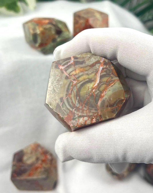 Australian Brecciated Jasper Natural Palm Free form Polished Carved Crystal Distraction Home Decor Worry Stress Relief Anxiety Gift Birthday