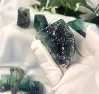 Rainbow Fluorite Freeform Carving: Polished Crystal Stone for Anxiety Relief Home Decor Worry Pocket Stress Anxiety Palm Stone