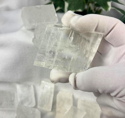 Ice Calcite Palm Stone: Polished Crystal for Anxiety & Home Decor Home Decor Worry Pocket Stress Anxiety Palm Stone