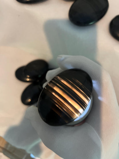 Black Ice Obsidian Palm Stone: Polished Crystal for Anxiety Relief Home Decor Worry Pocket Stress Anxiety Palm Stone