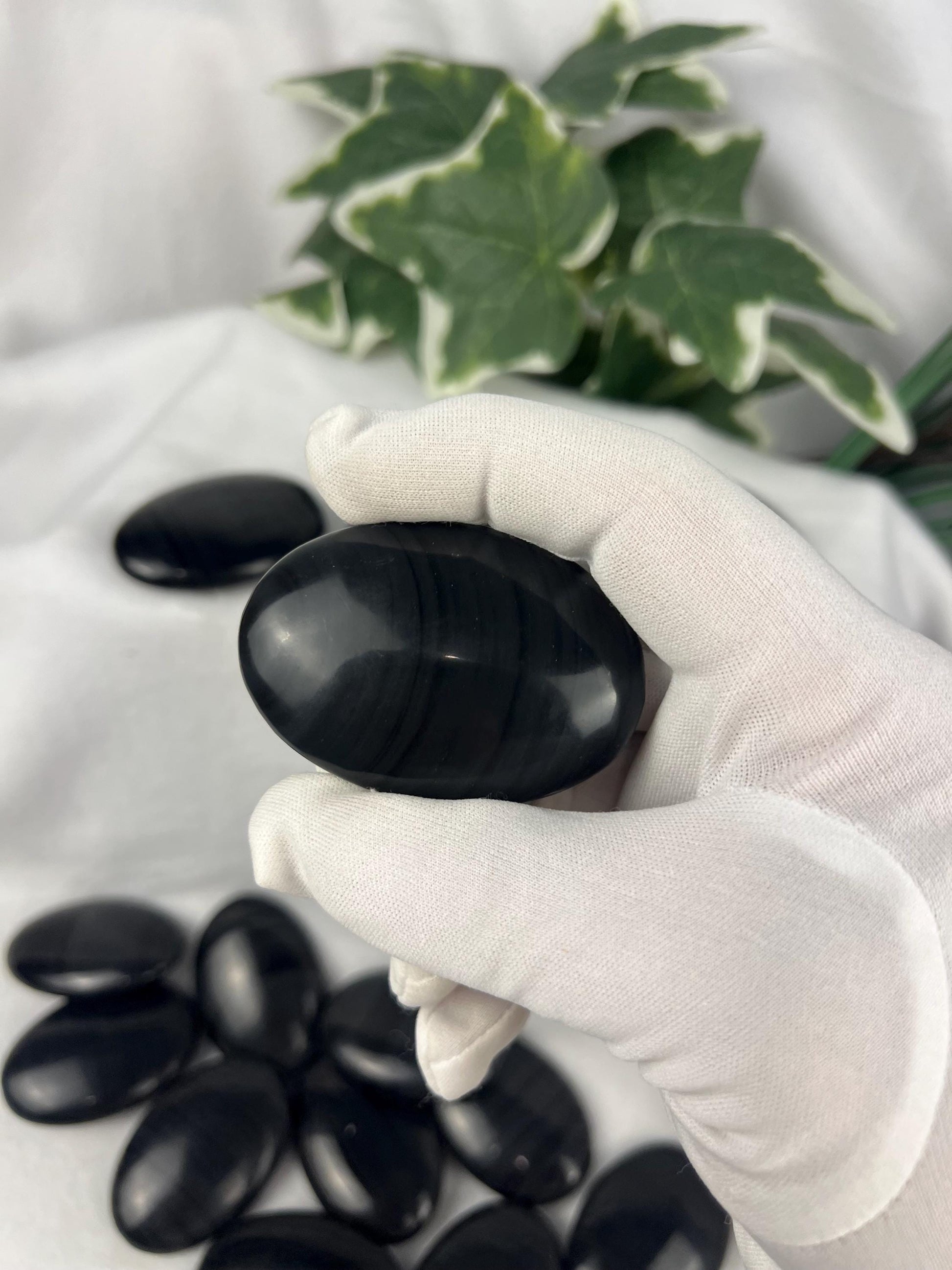 Black Ice Obsidian Palm Stone: Polished Crystal for Anxiety Relief Home Decor Worry Pocket Stress Anxiety Palm Stone
