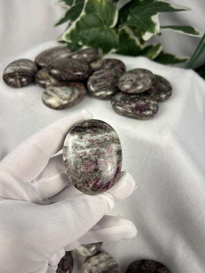 Arkansas Eudialyte Palm Stone: Natural Home Decor, Worry Stone Home Decor Worry Pocket Stress Anxiety Palm Stone