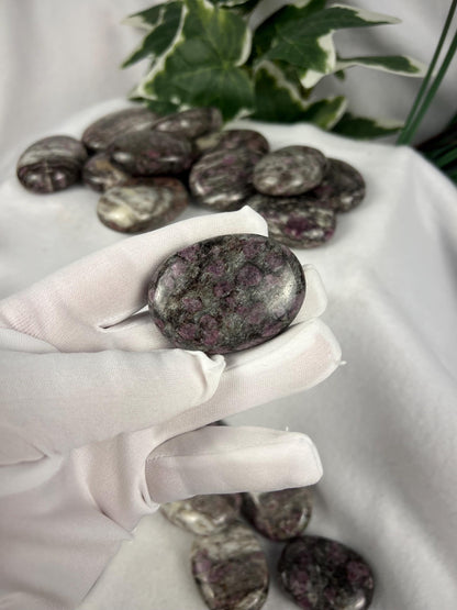 Arkansas Eudialyte Palm Stone: Natural Home Decor, Worry Stone Home Decor Worry Pocket Stress Anxiety Palm Stone