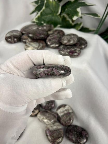Arkansas Eudialyte Palm Stone: Natural Home Decor, Worry Stone Home Decor Worry Pocket Stress Anxiety Palm Stone
