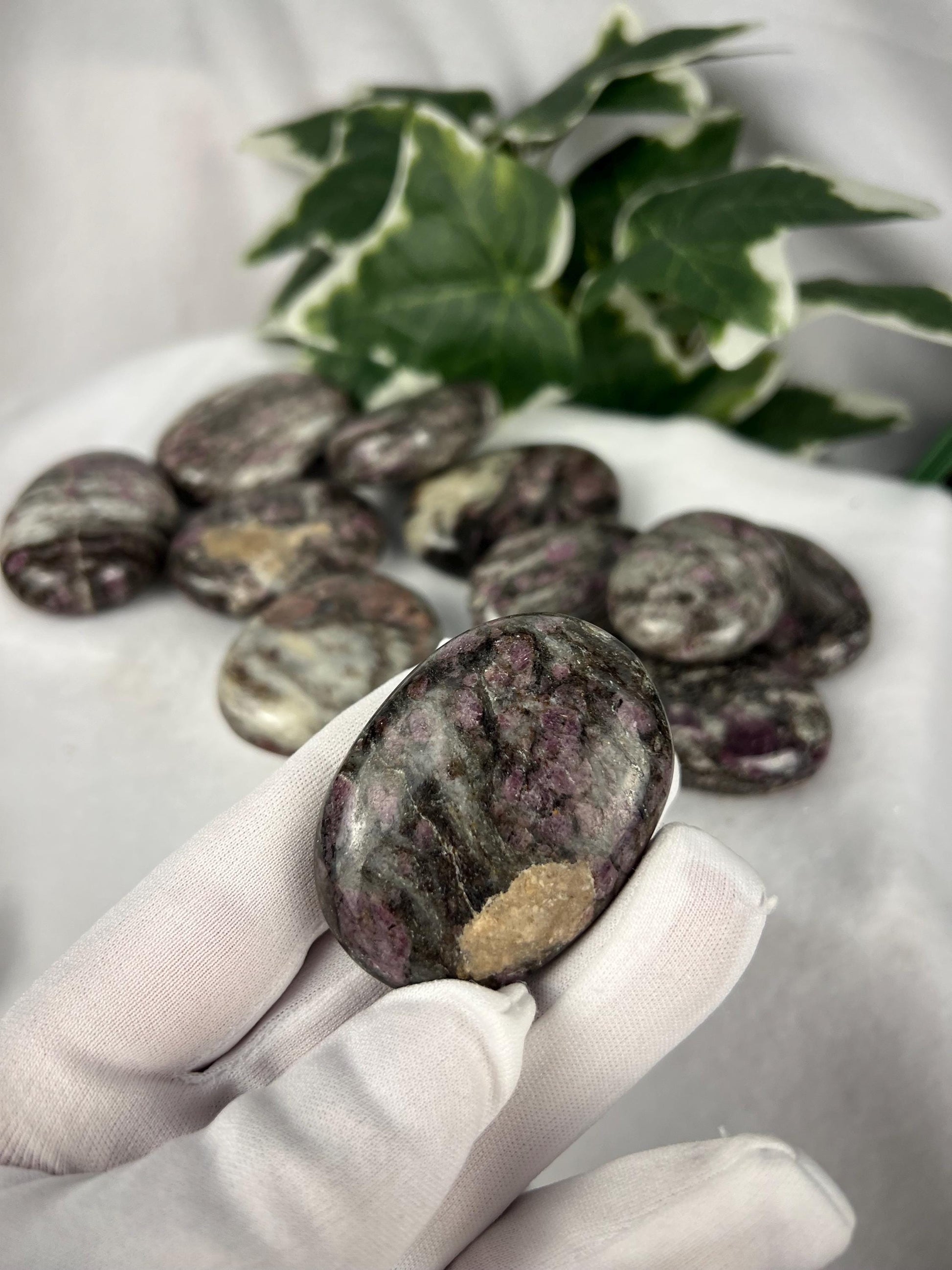 Arkansas Eudialyte Palm Stone: Natural Home Decor, Worry Stone Home Decor Worry Pocket Stress Anxiety Palm Stone