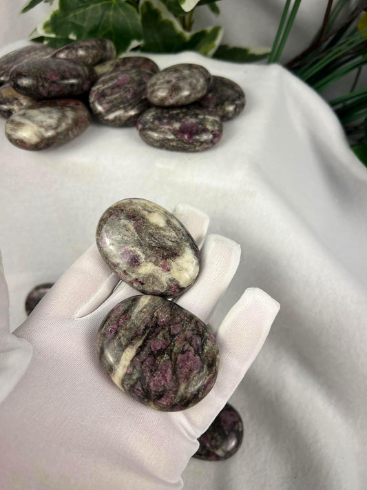 Arkansas Eudialyte Palm Stone: Natural Home Decor, Worry Stone Home Decor Worry Pocket Stress Anxiety Palm Stone