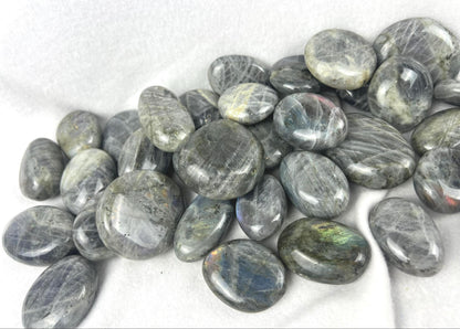 Finland Labradorite Palm Stone: Purple Carved Crystal, Anxiety Relief Home Decor Worry Pocket Stress Anxiety Palm Stone