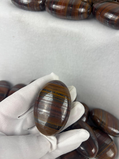 Iron Tiger Eye Palm Stone: Grounding Worry Stone, Home Decor Home Decor Worry Pocket Stress Anxiety Palm Stone