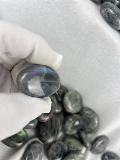 Finland Labradorite Palm Stone: Purple Carved Crystal, Anxiety Relief Home Decor Worry Pocket Stress Anxiety Palm Stone