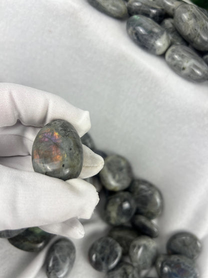 Finland Labradorite Palm Stone: Purple Carved Crystal, Anxiety Relief Home Decor Worry Pocket Stress Anxiety Palm Stone