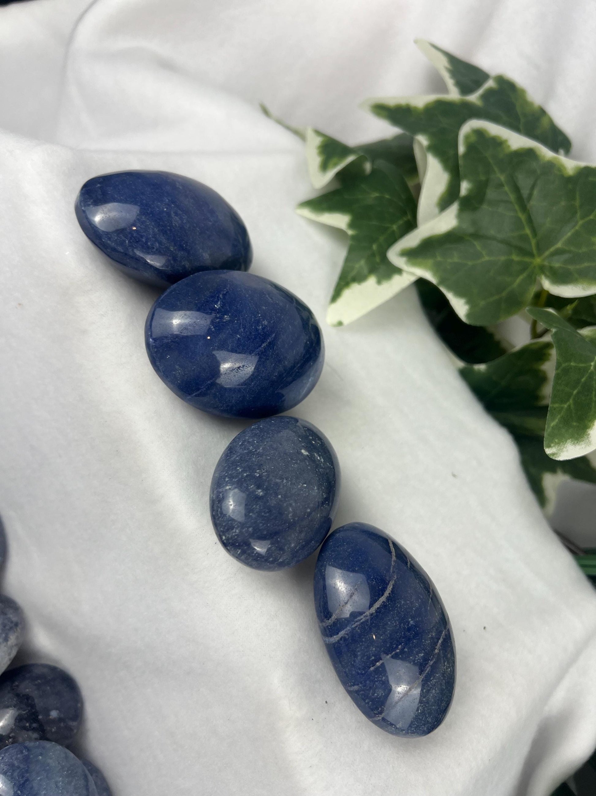Blue Aventurine Natural Palm Stone Smooth Polished Carved Crystal for Distraction from Anxiety or Worry Home Decor Holiday Xmas