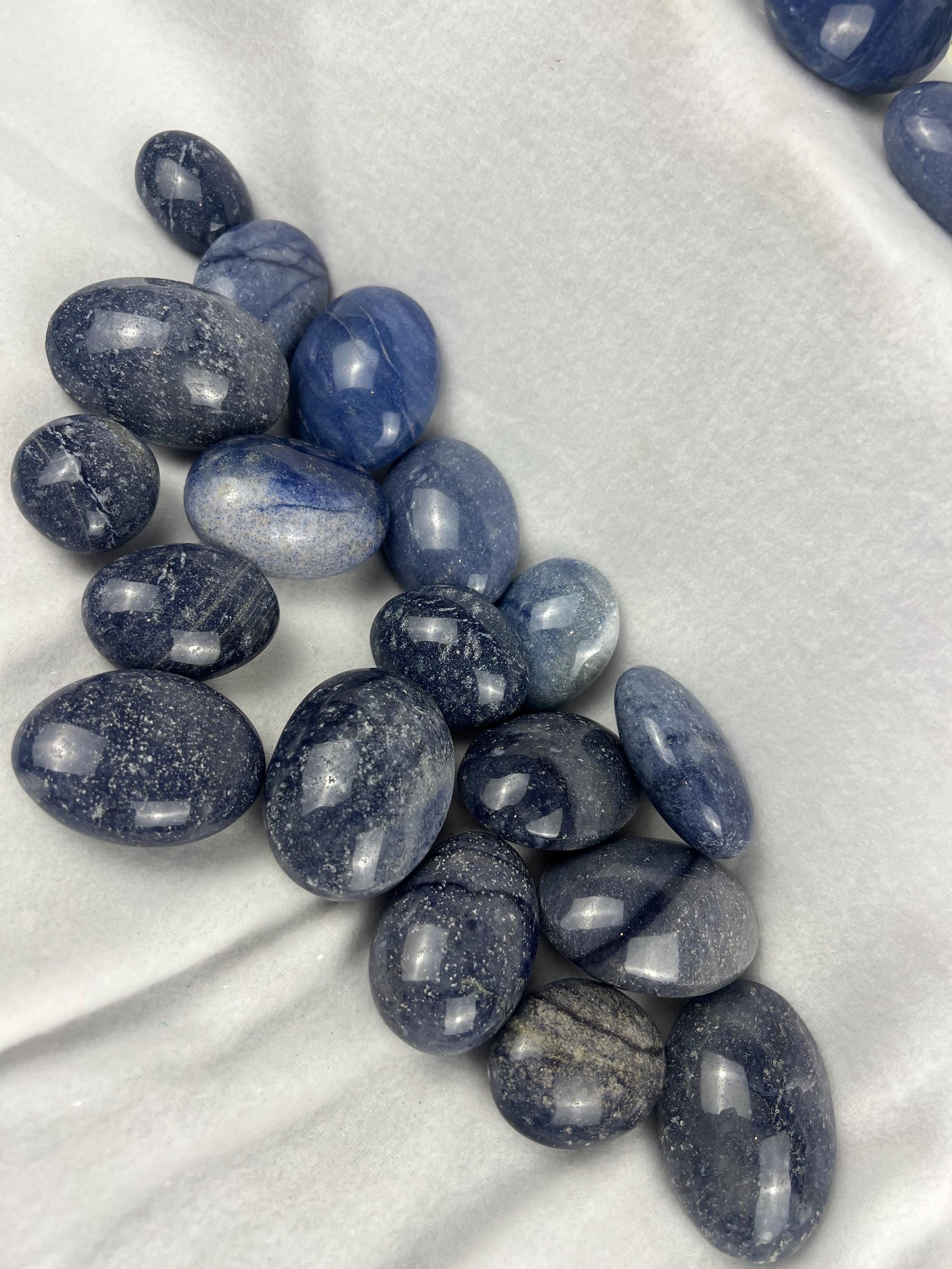Blue Aventurine Natural Palm Stone Smooth Polished Carved Crystal for Distraction from Anxiety or Worry Home Decor Holiday Xmas