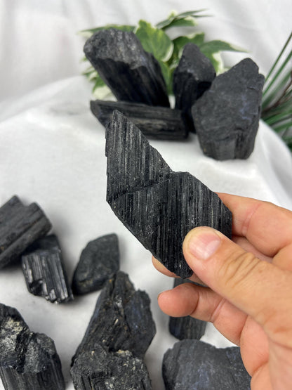 Raw Afghan Black Tourmaline Natural Crystal Raw Worry Stone Home Decor Anxiety Pocket Distraction Meditation Gift Birthday Christmas
