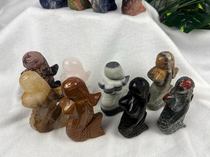 Crystal Mermaid Carving: Polished Gemstone Statue, Home Decor