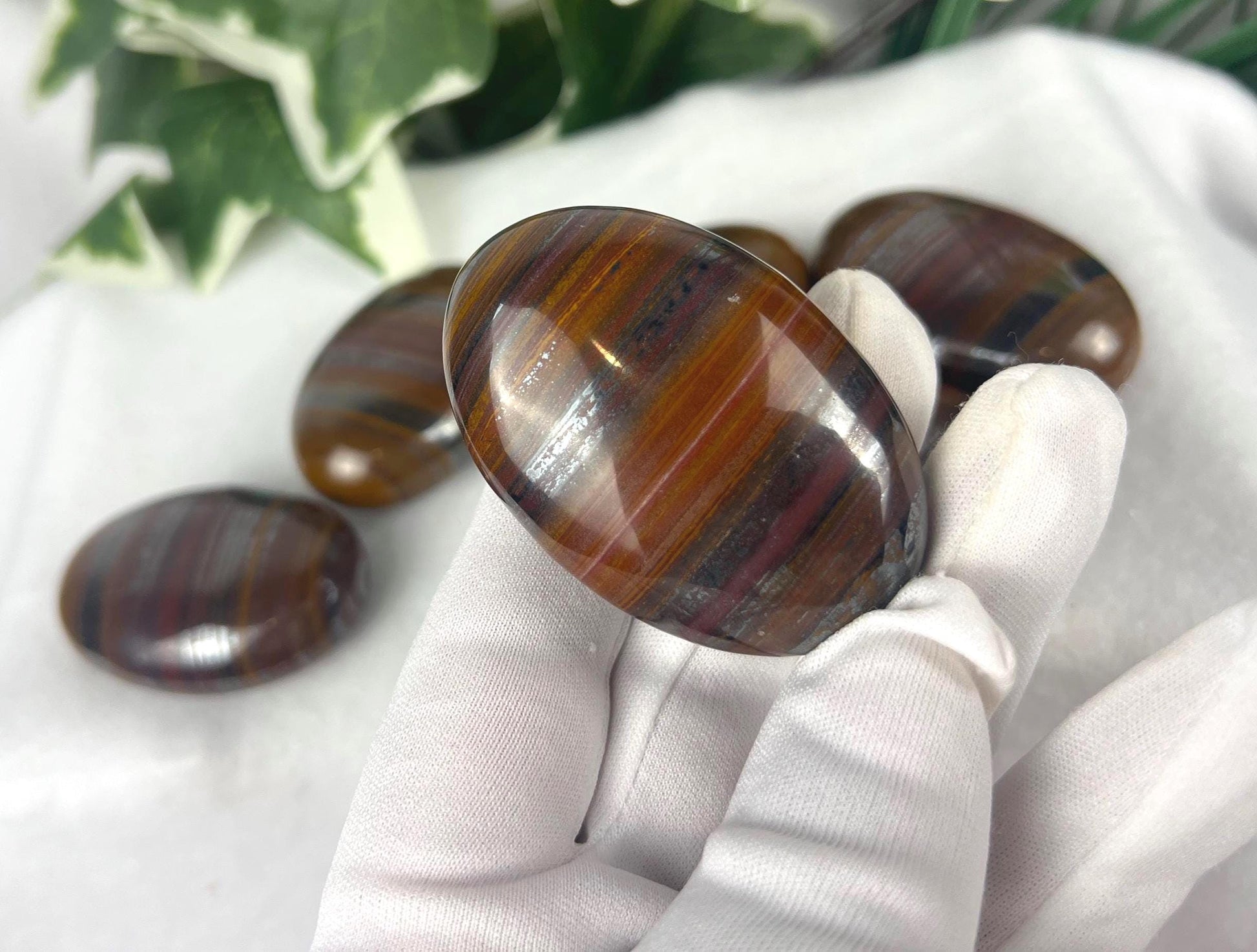 Iron Tiger Eye Tiger Iron Natural Palm Stone Smooth Polished Carved Crystal Distraction Pocket Worry Anxiety Home Decor Gift Xmas Christmas